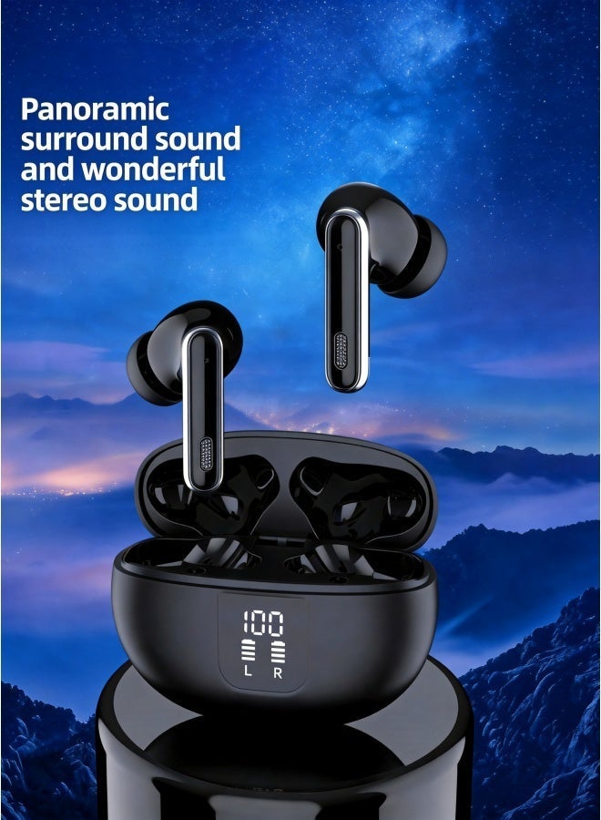 piaopiaomiao In-ear Bluetooth earbuds compatible with Apple 17 and 17 Pro Max; features include wireless connectivity, LED battery display, ultra-long battery life, smart noise cancellation, and a Type-C charging case. Waterproof, in-ear design with a built-in microphone; suitable for use with TVs, smartphones, laptops, and sports equipment. - Image 2